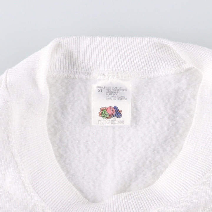 90'S Fruit of the Loom printed sweatshirt, sweatshirt, men's XL size, vintage cotton white type Vintage Second Hand