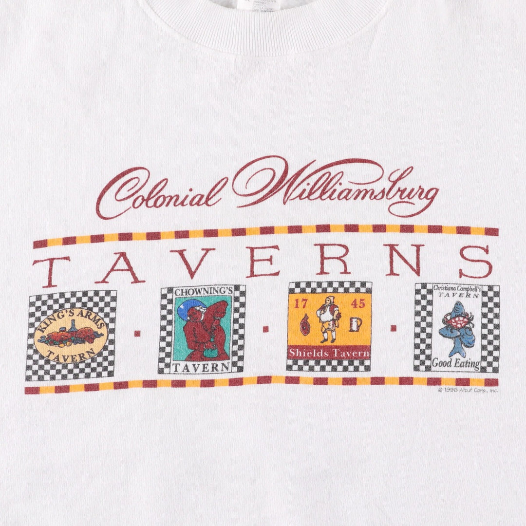 90'S Fruit of the Loom printed sweatshirt, sweatshirt, men's XL size, vintage cotton white type Vintage Second Hand