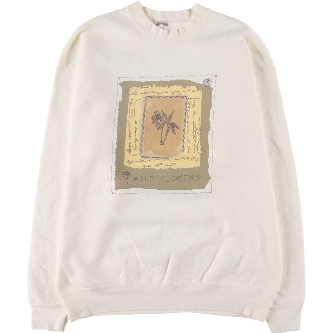 90'S Fruit of the Loom printed sweatshirt, made in the USA, men's XL size, vintage cotton unbleached Vintage Second Hand