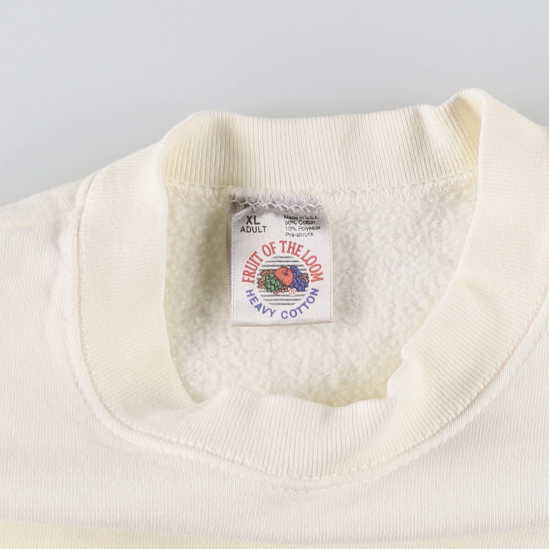 90'S Fruit of the Loom printed sweatshirt, made in the USA, men's XL size, vintage cotton unbleached Vintage Second Hand