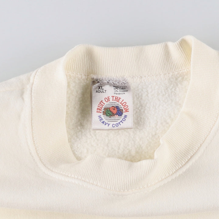 90'S Fruit of the Loom printed sweatshirt, made in the USA, men's XL size, vintage cotton unbleached Vintage Second Hand