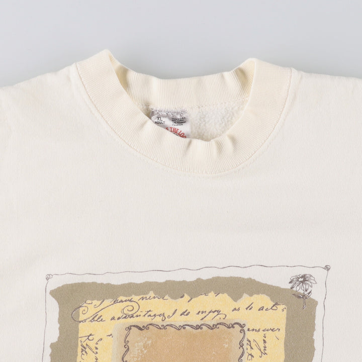 90'S Fruit of the Loom printed sweatshirt, made in the USA, men's XL size, vintage cotton unbleached Vintage Second Hand