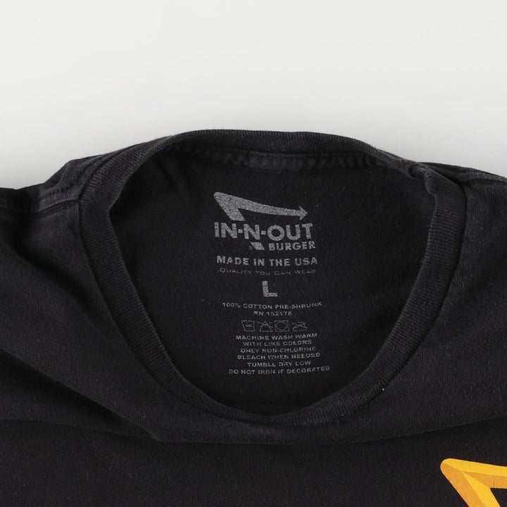 IN-N-OUT BURGER In-N-Out Burger Advertising T-shirt Made in USA Men's L size cotton black type Vintage Second Hand