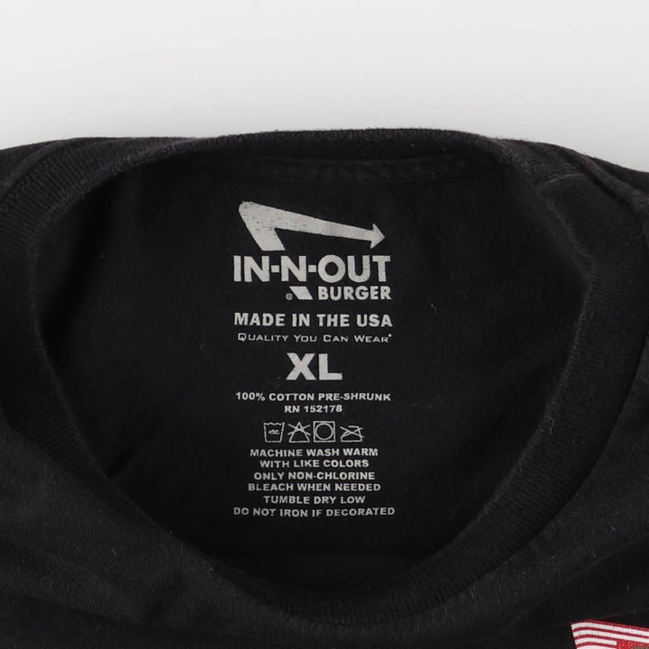 IN-N-OUT BURGER In-N-Out Burger Advertising T-shirt Made in USA Men's XL size cotton black type Vintage Second Hand
