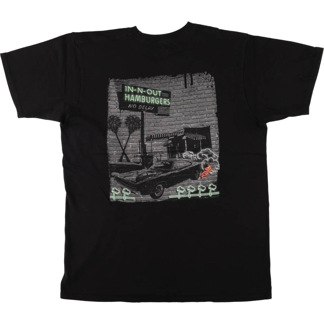 IN-N-OUT BURGER In-N-Out Burger Advertising T-shirt Made in USA Men's L size cotton black type Vintage Second Hand