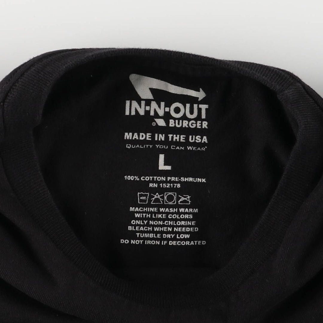 IN-N-OUT BURGER In-N-Out Burger Advertising T-shirt Made in USA Men's L size cotton black type Vintage Second Hand