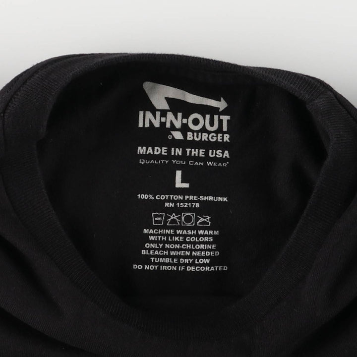 IN-N-OUT BURGER In-N-Out Burger Advertising T-shirt Made in USA Men's L size cotton black type Vintage Second Hand