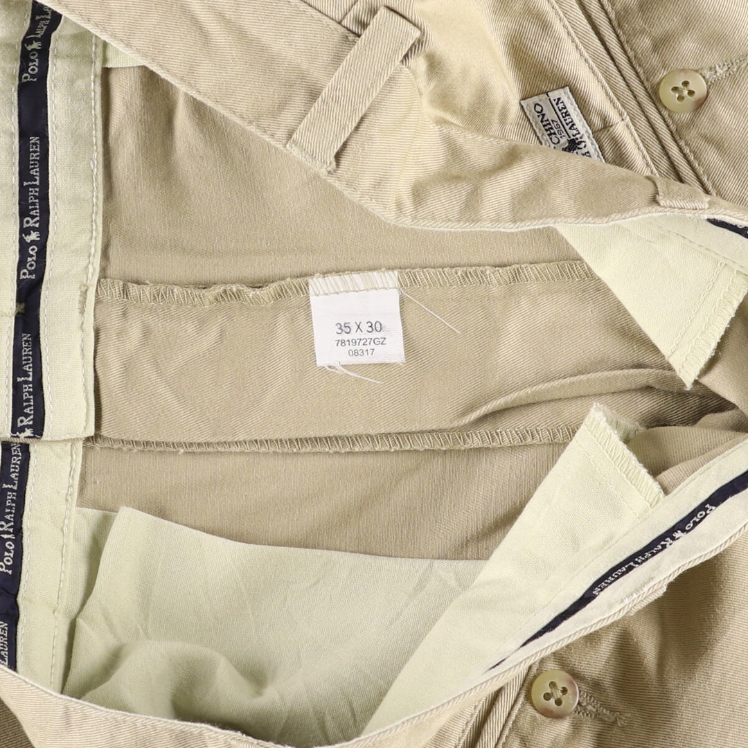 Ralph Lauren Polo Ralph Lauren Two-pleat Chino Pants for Men, W34 equivalent cotton Beige type Vintage Second Hand
