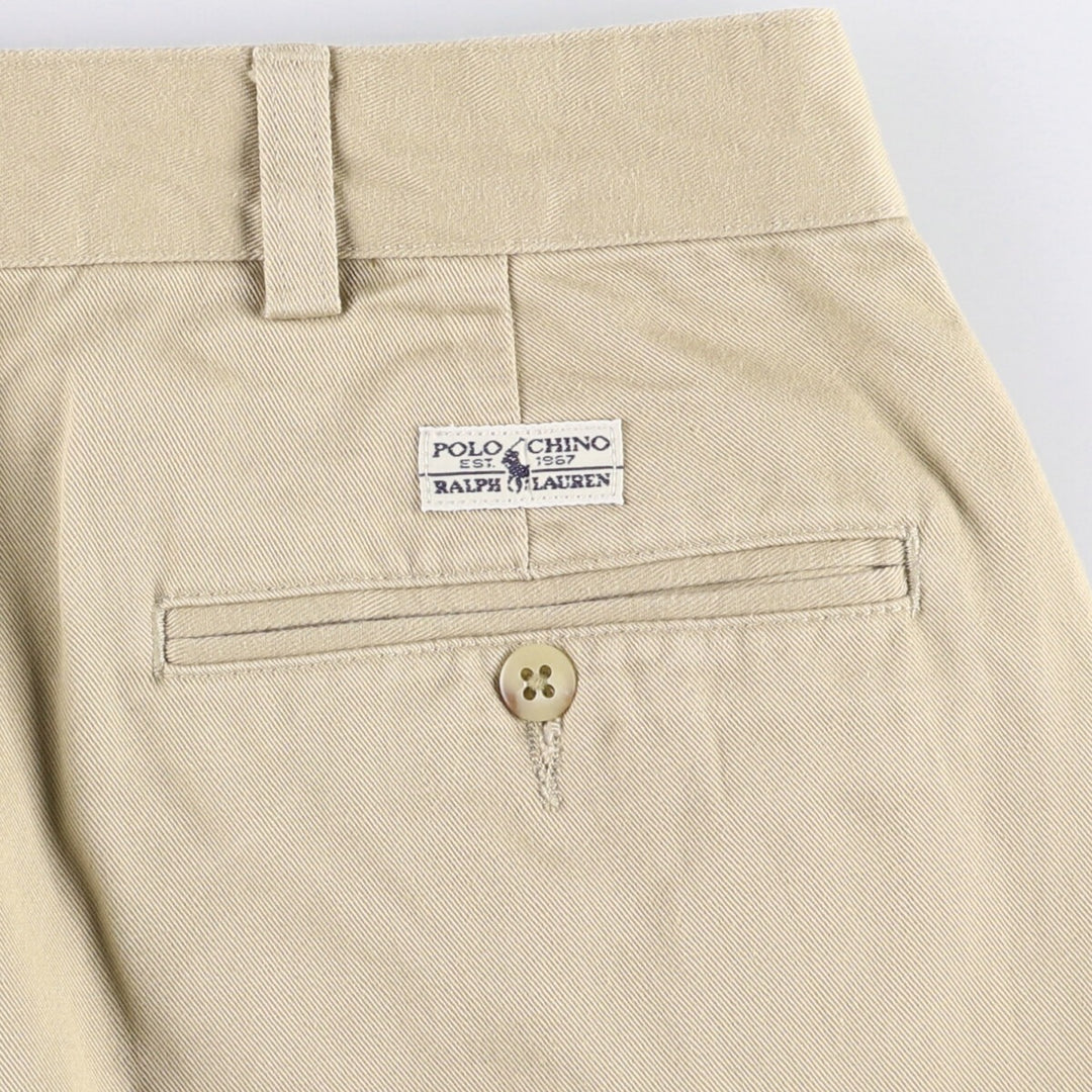 Ralph Lauren Polo Ralph Lauren Two-pleat Chino Pants for Men, W34 equivalent cotton Beige type Vintage Second Hand
