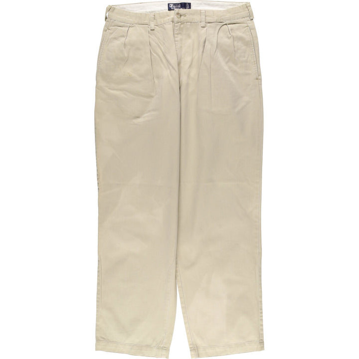Ralph Lauren POLO by Ralph Lauren ANDREW PANT, two-pleat chino pants, men's, W35 equivalent cotton Beige type Vintage Second Hand