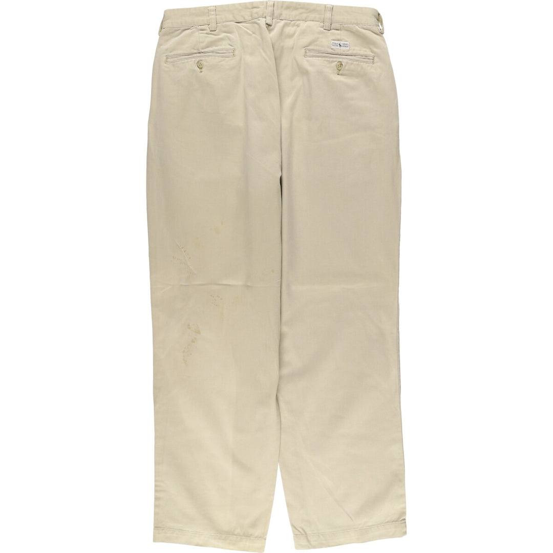 Ralph Lauren POLO by Ralph Lauren ANDREW PANT, two-pleat chino pants, men's, W35 equivalent cotton Beige type Vintage Second Hand