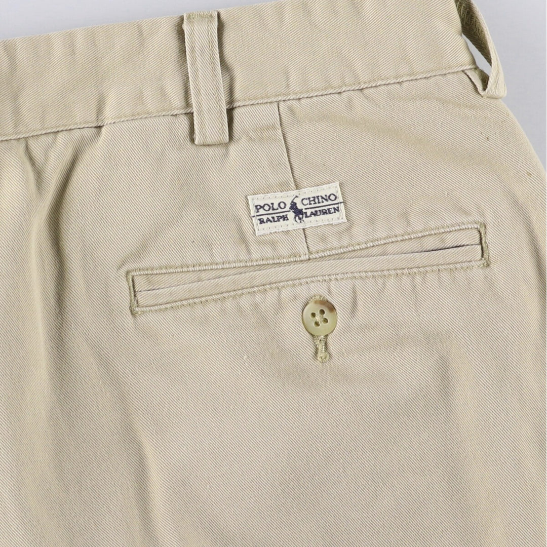 Ralph Lauren POLO by Ralph Lauren ANDREW PANT, two-pleat chino pants, men's, W35 equivalent cotton Beige type Vintage Second Hand