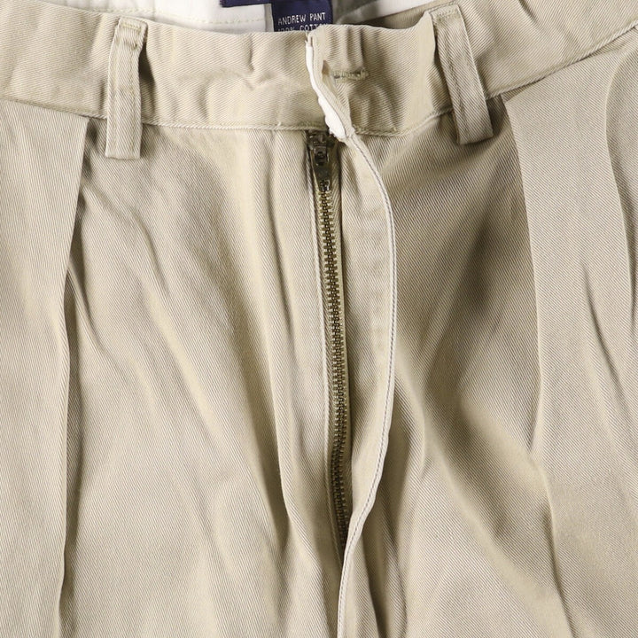 Ralph Lauren POLO by Ralph Lauren ANDREW PANT, two-pleat chino pants, men's, W35 equivalent cotton Beige type Vintage Second Hand
