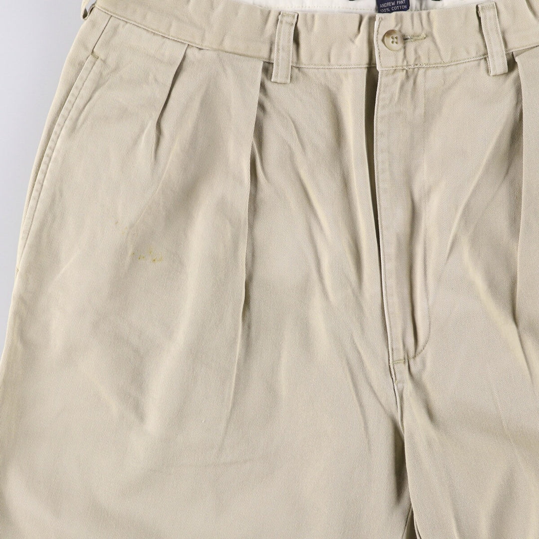Ralph Lauren POLO by Ralph Lauren ANDREW PANT, two-pleat chino pants, men's, W35 equivalent cotton Beige type Vintage Second Hand