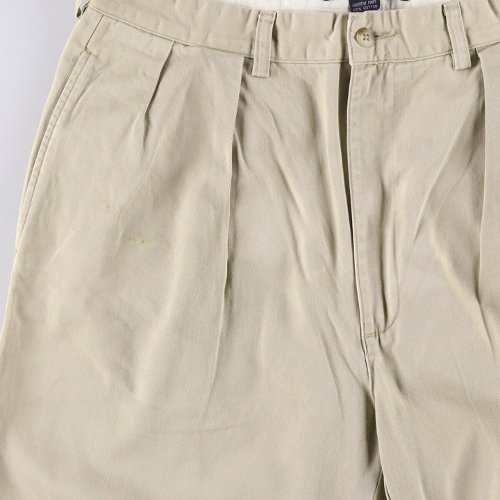 Ralph Lauren POLO by Ralph Lauren ANDREW PANT, two-pleat chino pants, men's, W35 equivalent cotton Beige type Vintage Second Hand