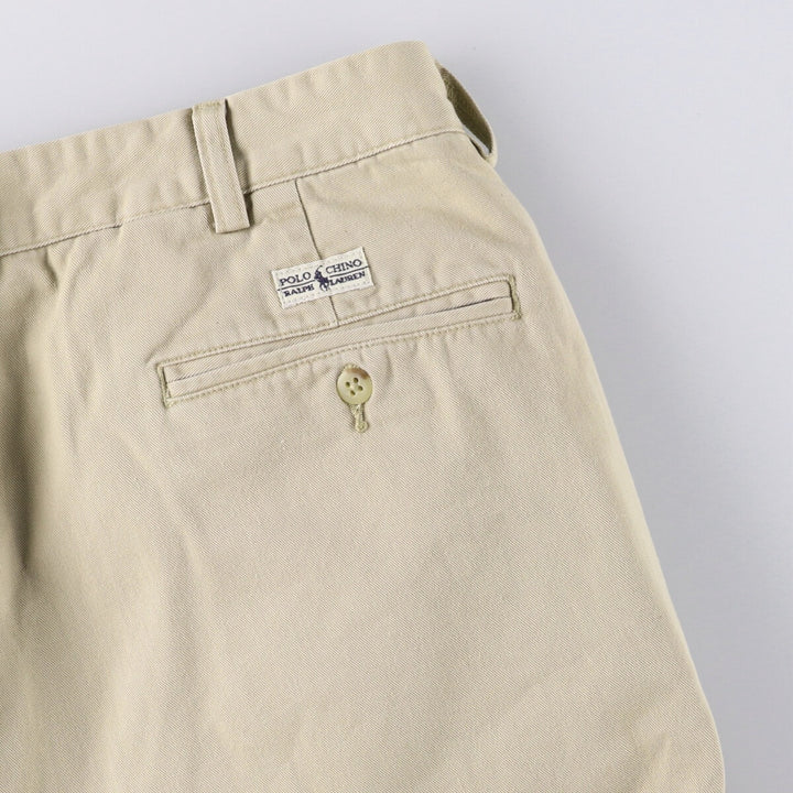 Ralph Lauren POLO by Ralph Lauren ANDREW PANT, two-pleat chino pants, men's, W35 equivalent cotton Beige type Vintage Second Hand