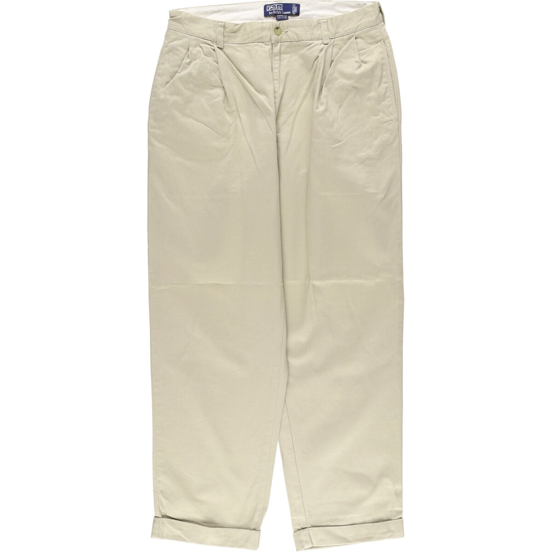 Ralph Lauren POLO by Ralph Lauren HAMMOND PANT, two-pleat chino pants, men's, W33 equivalent cotton Beige type Vintage Second Hand