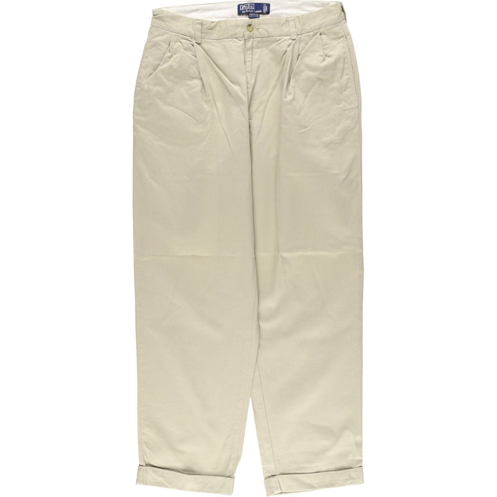Ralph Lauren POLO by Ralph Lauren HAMMOND PANT, two-pleat chino pants, men's, W33 equivalent cotton Beige type Vintage Second Hand