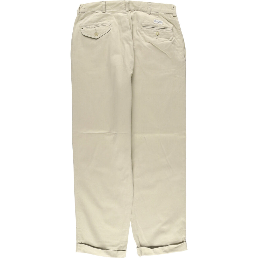 Ralph Lauren POLO by Ralph Lauren HAMMOND PANT, two-pleat chino pants, men's, W33 equivalent cotton Beige type Vintage Second Hand