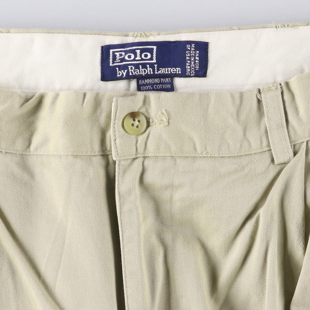Ralph Lauren POLO by Ralph Lauren HAMMOND PANT, two-pleat chino pants, men's, W33 equivalent cotton Beige type Vintage Second Hand