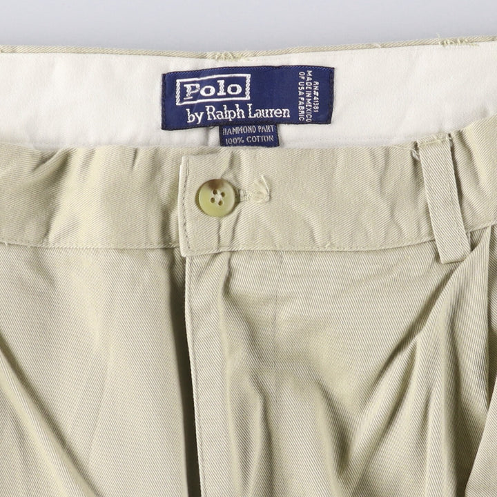 Ralph Lauren POLO by Ralph Lauren HAMMOND PANT, two-pleat chino pants, men's, W33 equivalent cotton Beige type Vintage Second Hand