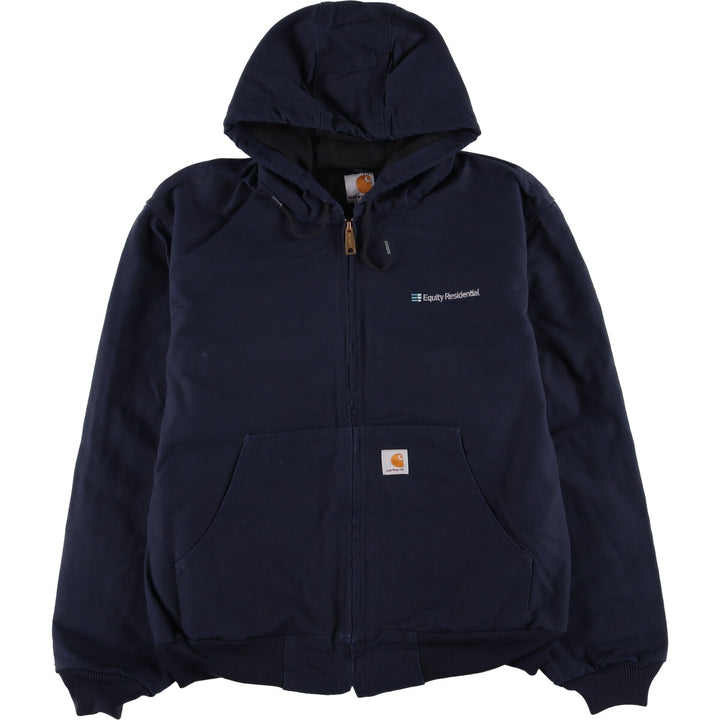 Carhartt Active Jacket Duck Full Zip Parka Made in USA Men's L size cotton navy blue type Vintage Second Hand