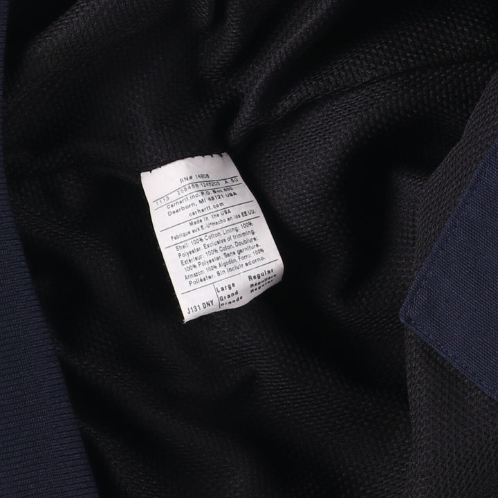 Carhartt Active Jacket Duck Full Zip Parka Made in USA Men's L size cotton navy blue type Vintage Second Hand