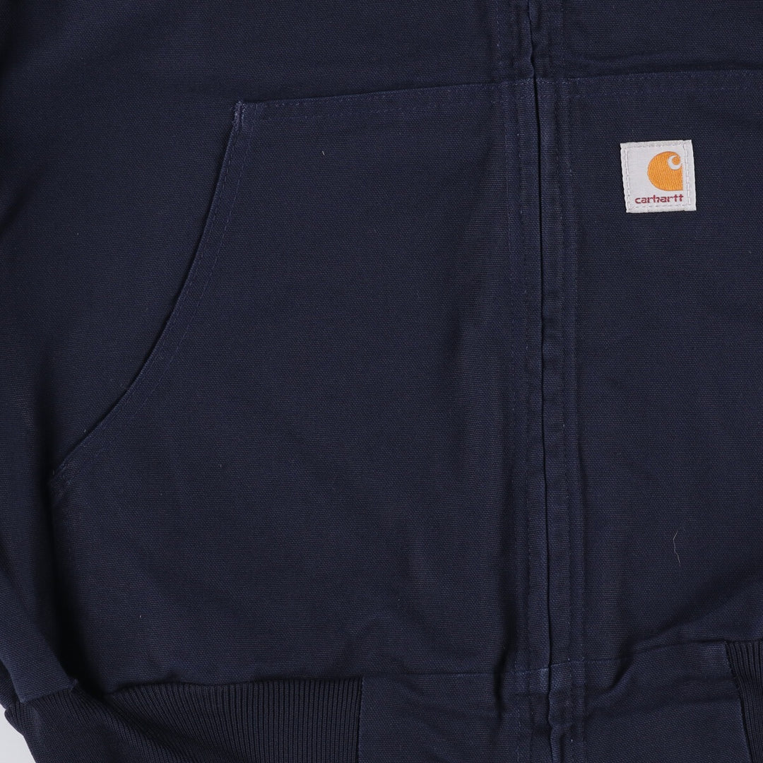 Carhartt Active Jacket Duck Full Zip Parka Made in USA Men's L size cotton navy blue type Vintage Second Hand