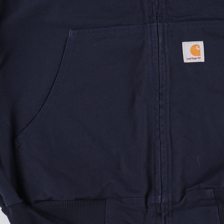 Carhartt Active Jacket Duck Full Zip Parka Made in USA Men's L size cotton navy blue type Vintage Second Hand