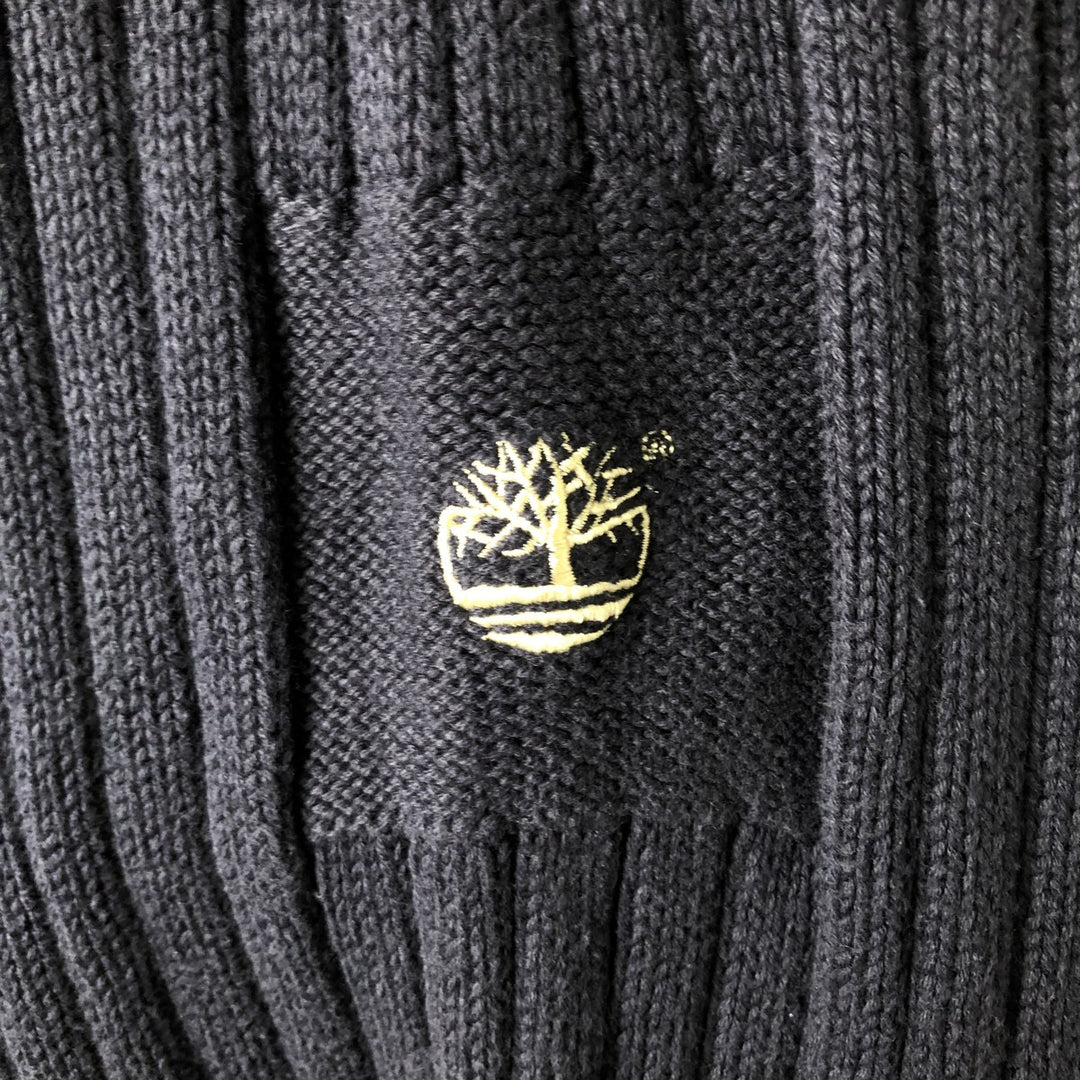 Timberland Ribbed Cotton Knit Sweater, Men's Size L cotton navy blue type Vintage Second Hand