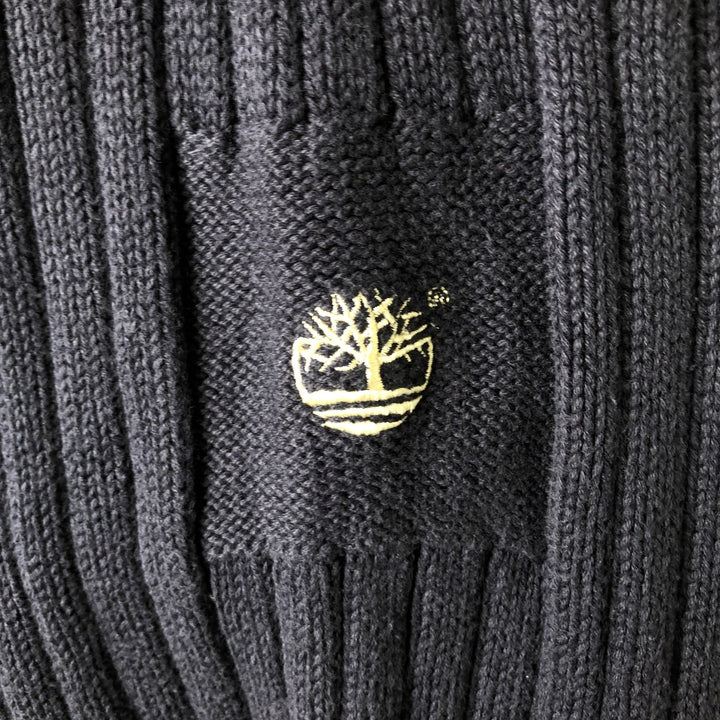 Timberland Ribbed Cotton Knit Sweater, Men's Size L cotton navy blue type Vintage Second Hand