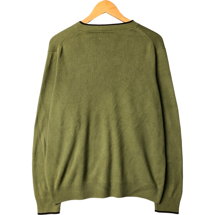 Tommy Hilfiger V-neck cotton knit sweater, men's size M cotton green type yellow green Vintage Second Hand
