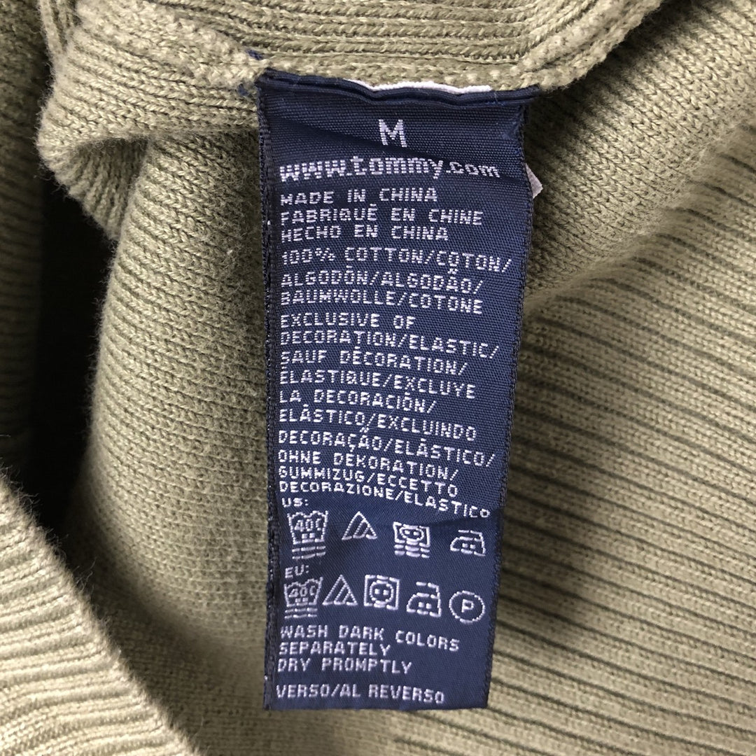 Tommy Hilfiger V-neck cotton knit sweater, men's size M cotton green type yellow green Vintage Second Hand