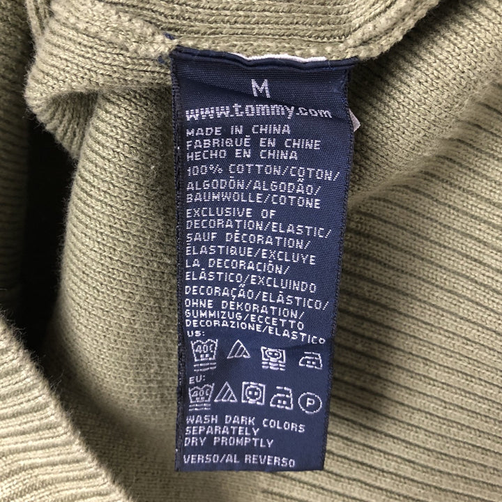 Tommy Hilfiger V-neck cotton knit sweater, men's size M cotton green type yellow green Vintage Second Hand