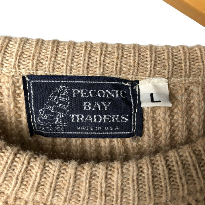 Vintage 90'S Peconic Bay Traders acrylic knit sweater, made in the USA, size L, men's acrylic beige type brown Vintage Second Hand