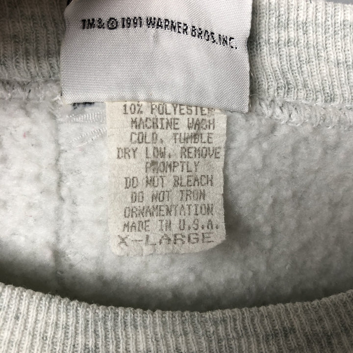 Vintage 90'S Looney Tunes character sweatshirt, Made in USA, Men's XL cotton gray type Vintage Second Hand