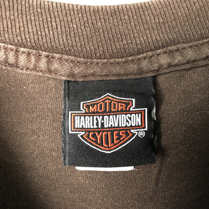 Harley-Davidson Motorcycle Long Sleeve T-Shirt, Men's Size XL cotton Khaki type brown Vintage Second Hand