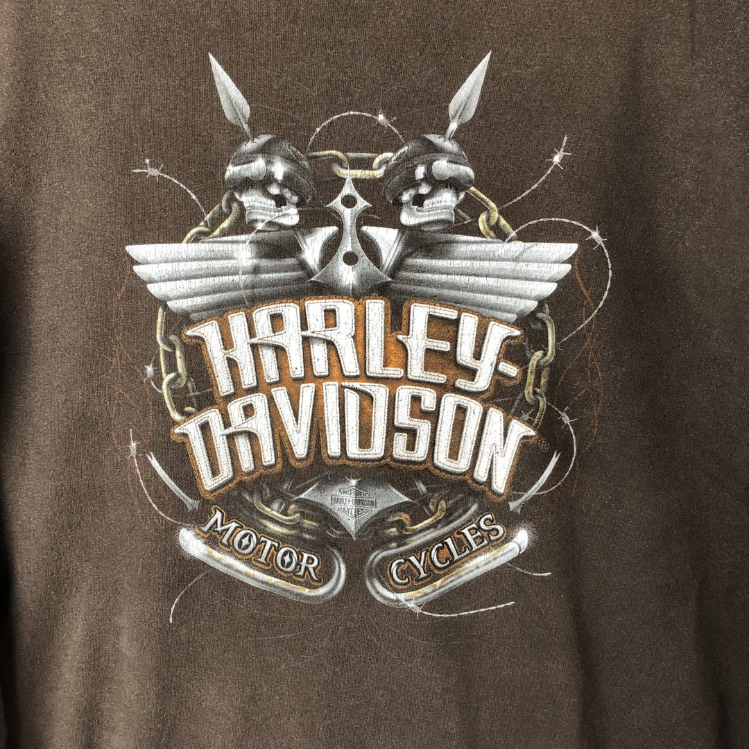 Harley-Davidson Motorcycle Long Sleeve T-Shirt, Men's Size XL cotton Khaki type brown Vintage Second Hand
