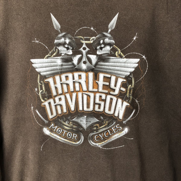 Harley-Davidson Motorcycle Long Sleeve T-Shirt, Men's Size XL cotton Khaki type brown Vintage Second Hand
