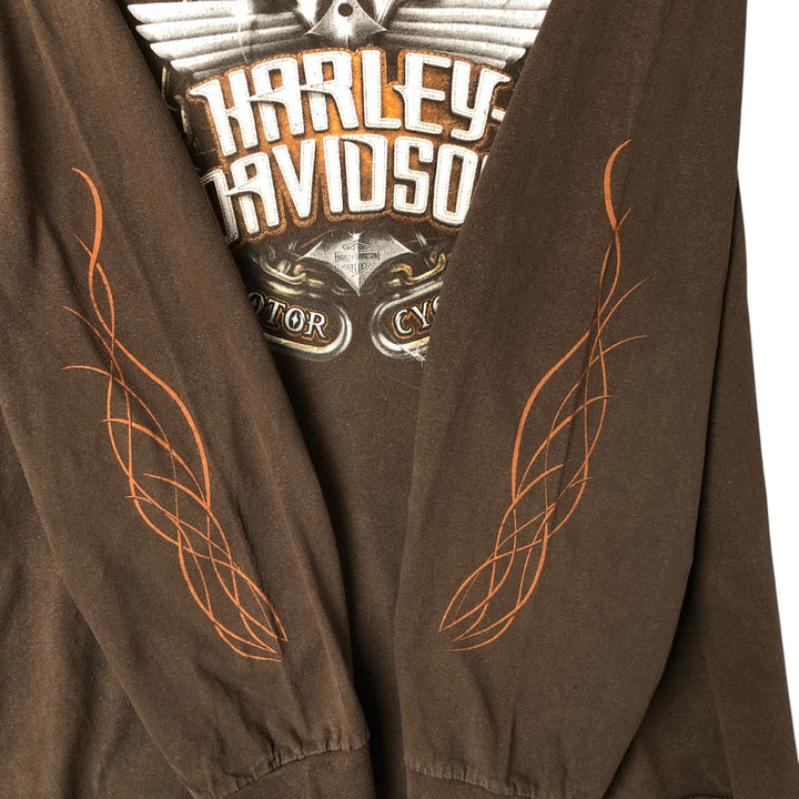 Harley-Davidson Motorcycle Long Sleeve T-Shirt, Men's Size XL cotton Khaki type brown Vintage Second Hand