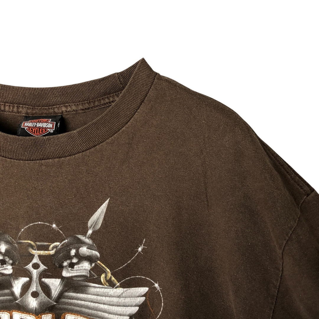 Harley-Davidson Motorcycle Long Sleeve T-Shirt, Men's Size XL cotton Khaki type brown Vintage Second Hand