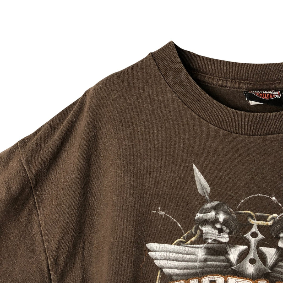 Harley-Davidson Motorcycle Long Sleeve T-Shirt, Men's Size XL cotton Khaki type brown Vintage Second Hand