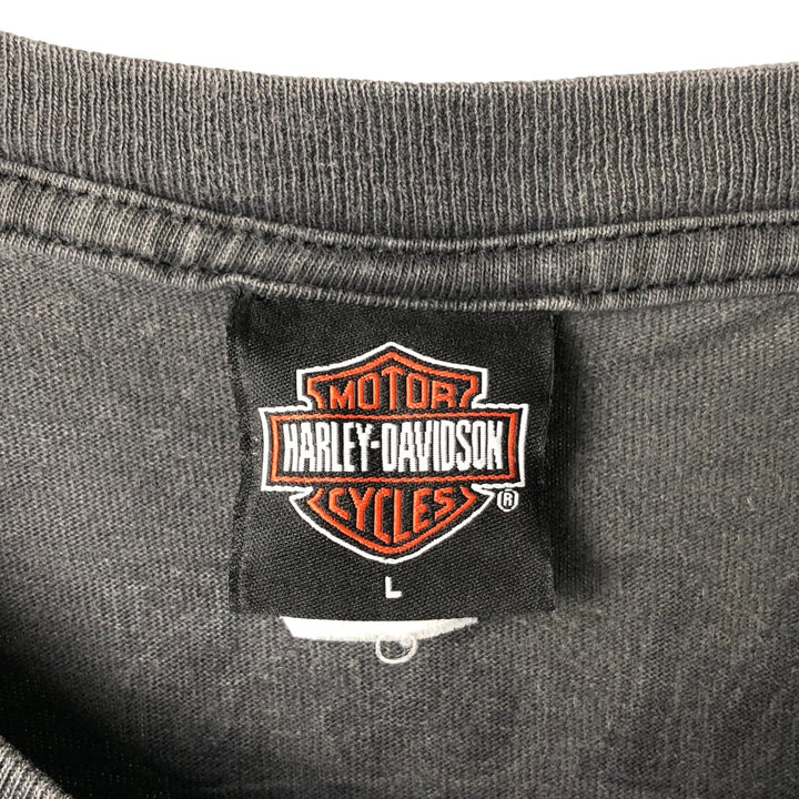 2000'S Harley-Davidson Eagle Pattern Motorcycle Long Sleeve T-Shirt, Men's Size L unclear Charcoal Vintage Second Hand