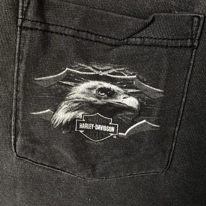 2000'S Harley-Davidson Eagle Pattern Motorcycle Long Sleeve T-Shirt, Men's Size L unclear Charcoal Vintage Second Hand