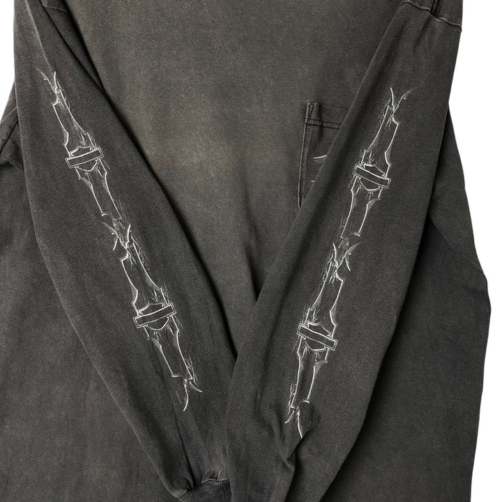 2000'S Harley-Davidson Eagle Pattern Motorcycle Long Sleeve T-Shirt, Men's Size L unclear Charcoal Vintage Second Hand