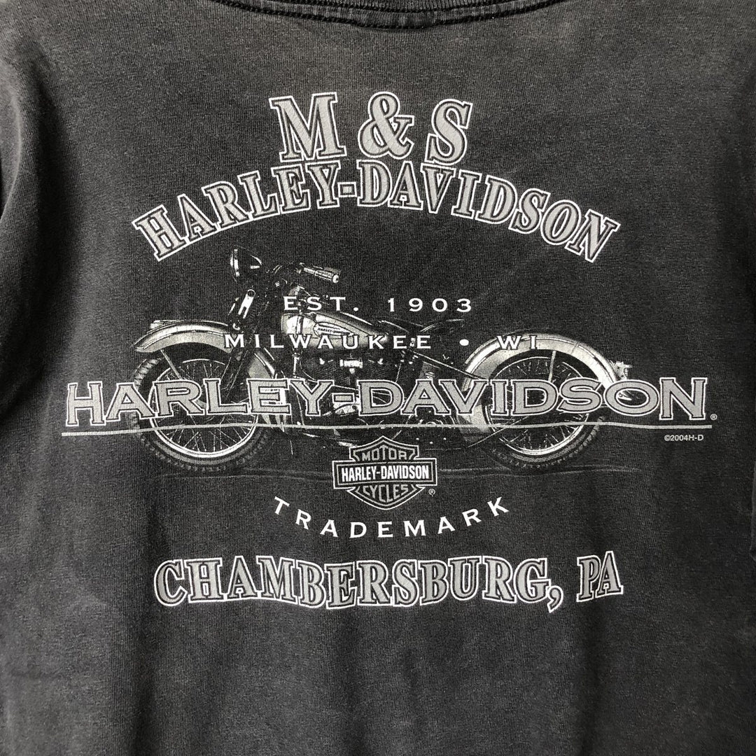 2000'S Harley-Davidson Eagle Pattern Motorcycle Long Sleeve T-Shirt, Men's Size L unclear Charcoal Vintage Second Hand