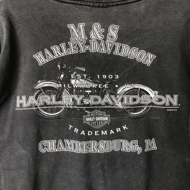 2000'S Harley-Davidson Eagle Pattern Motorcycle Long Sleeve T-Shirt, Men's Size L unclear Charcoal Vintage Second Hand