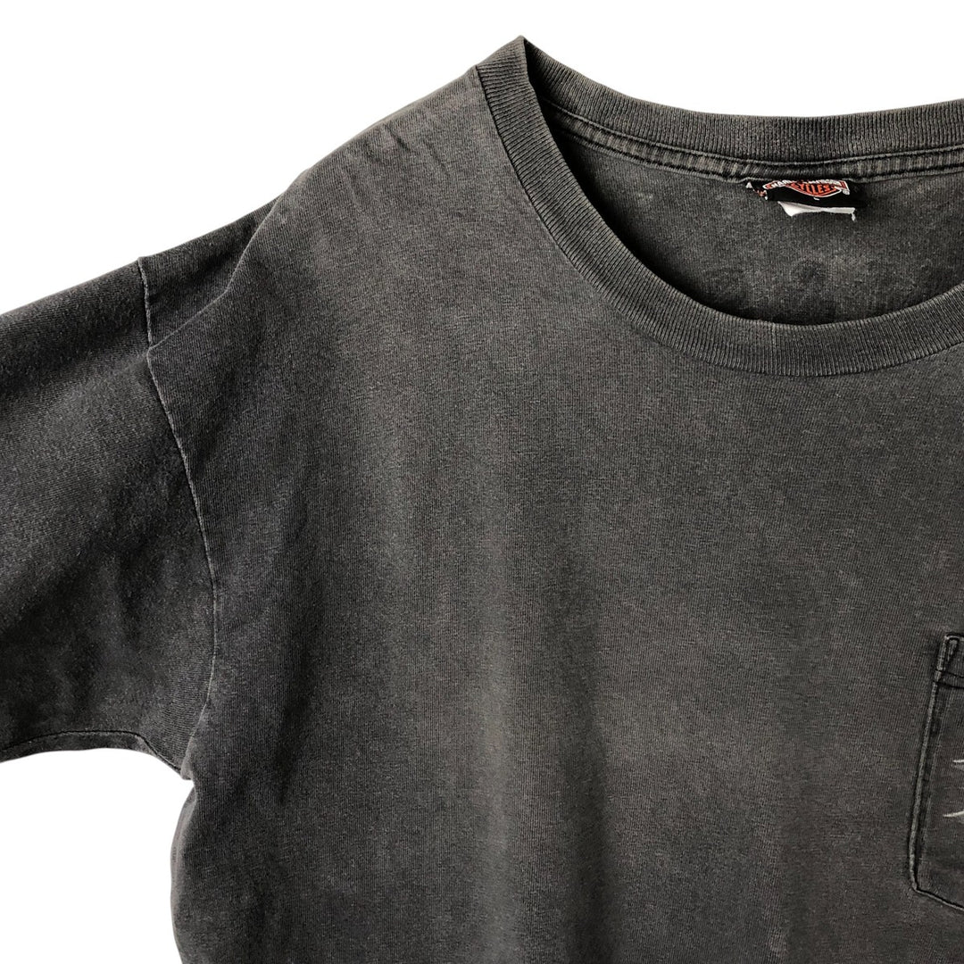 2000'S Harley-Davidson Eagle Pattern Motorcycle Long Sleeve T-Shirt, Men's Size L unclear Charcoal Vintage Second Hand