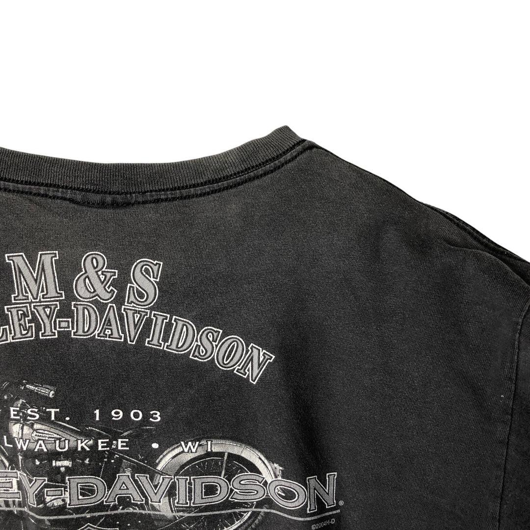 2000'S Harley-Davidson Eagle Pattern Motorcycle Long Sleeve T-Shirt, Men's Size L unclear Charcoal Vintage Second Hand