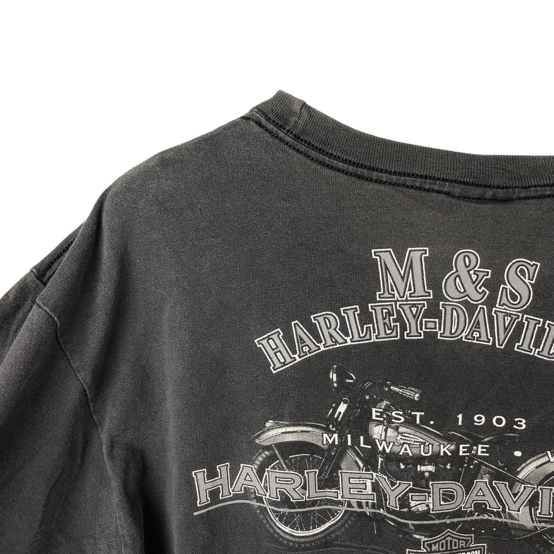 2000'S Harley-Davidson Eagle Pattern Motorcycle Long Sleeve T-Shirt, Men's Size L unclear Charcoal Vintage Second Hand
